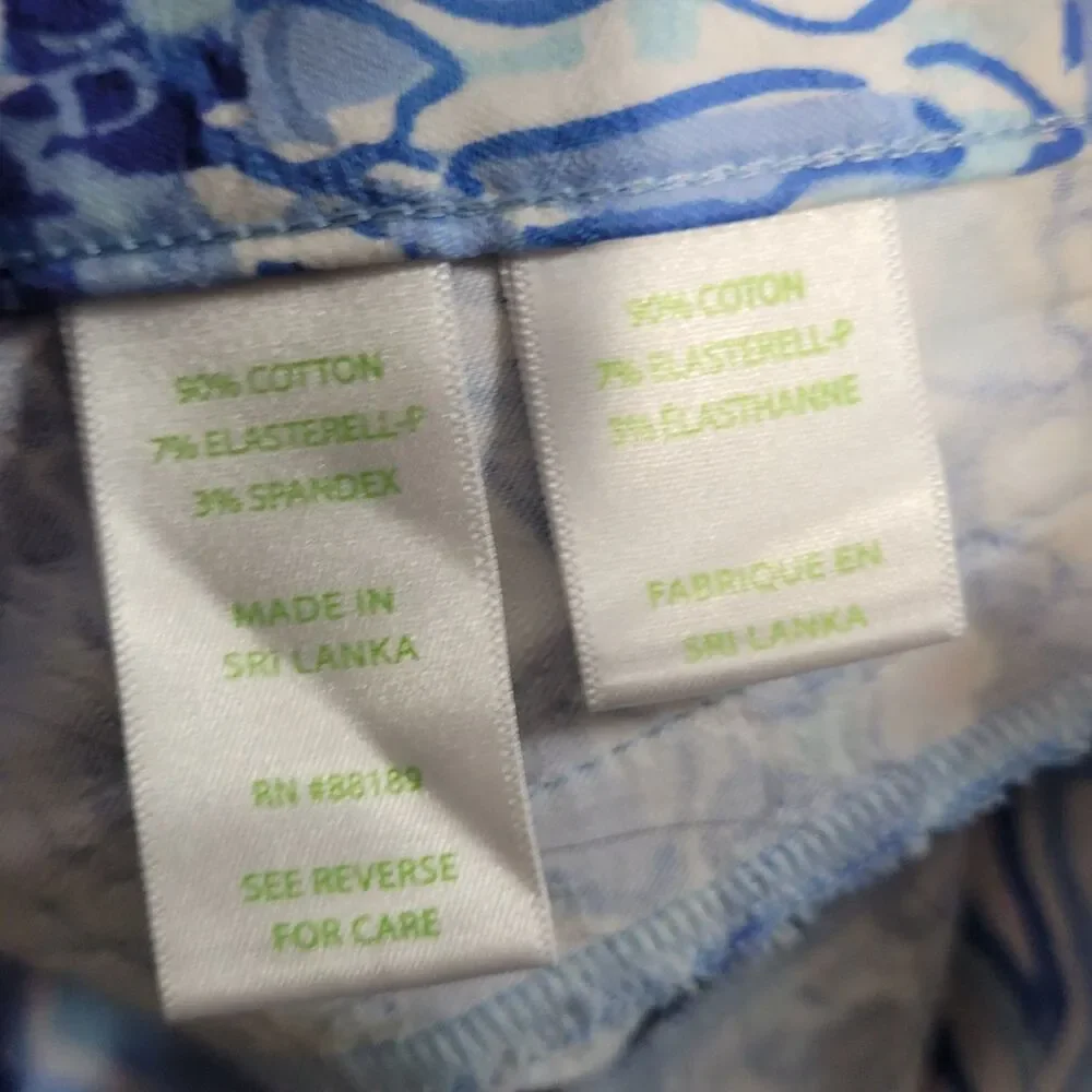 Lilly Pulitzer 8 pants Kelly Skinny Ankle Coastal Blue Catch n Keep blue flower